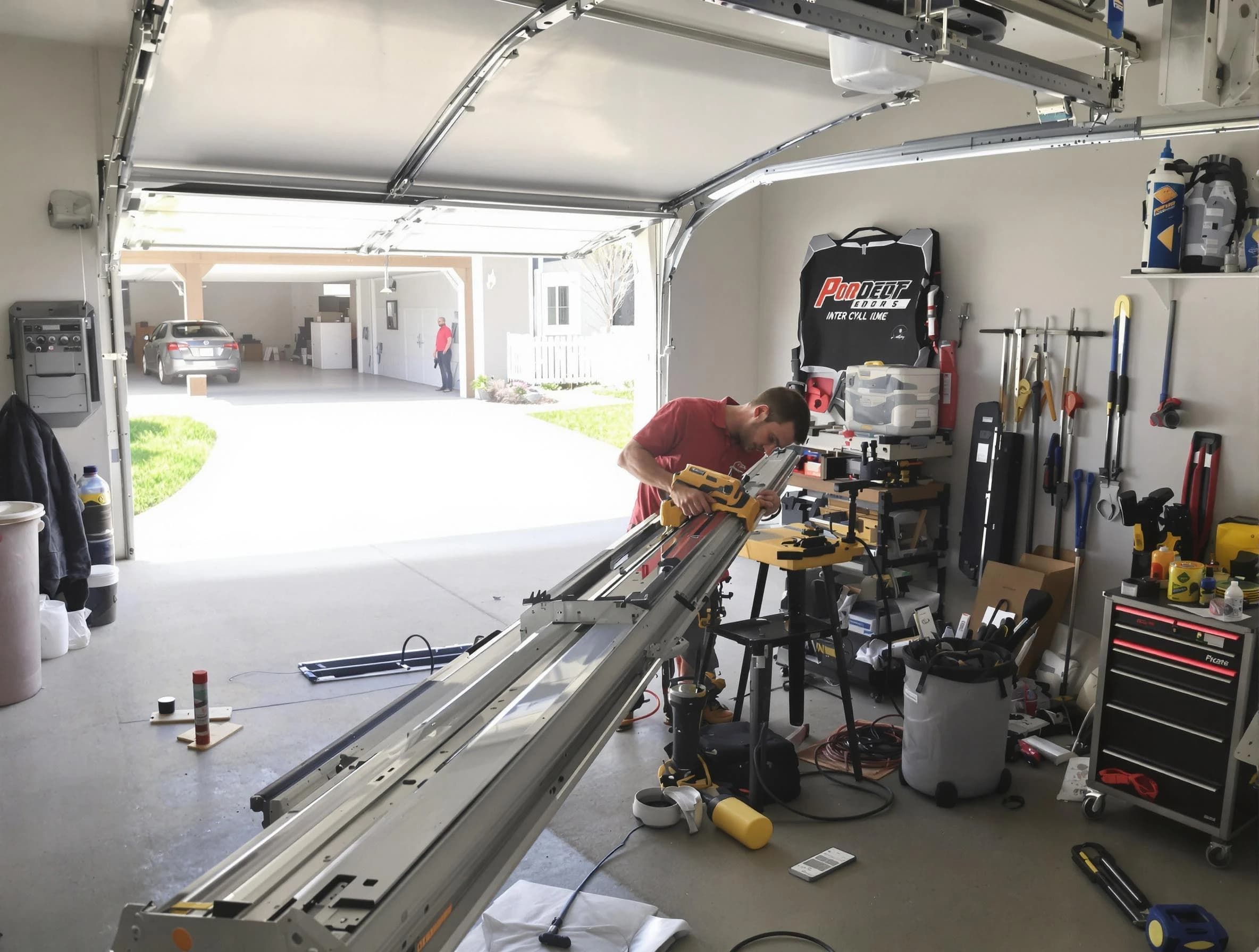 Carteret Garage Door Repair expert performing track repair in Carteret