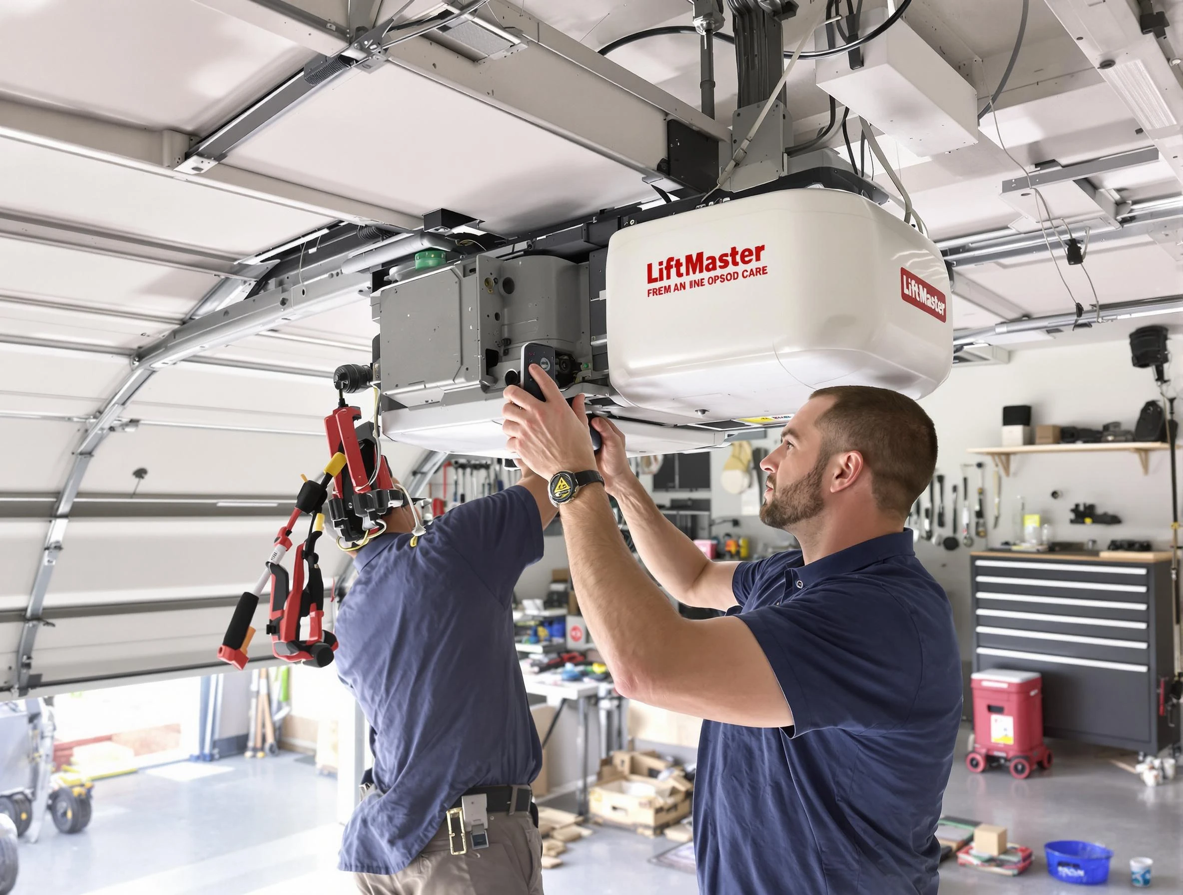 Carteret Garage Door Repair technician performing advanced diagnostics on garage opener in Carteret